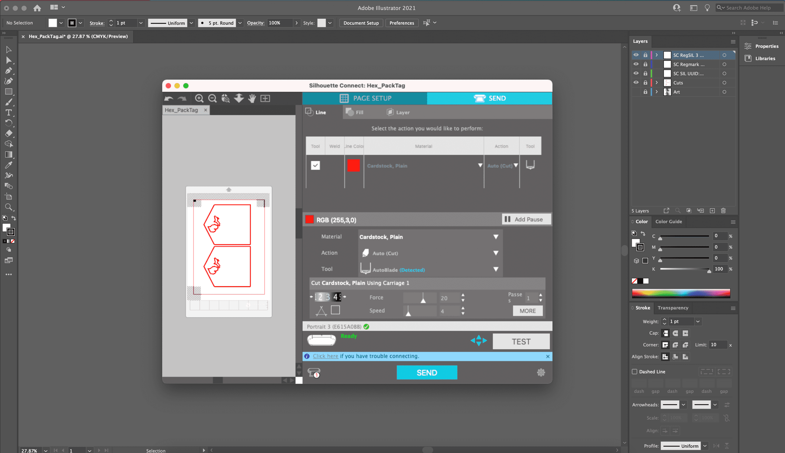 Silhouette Connect Print Dialog