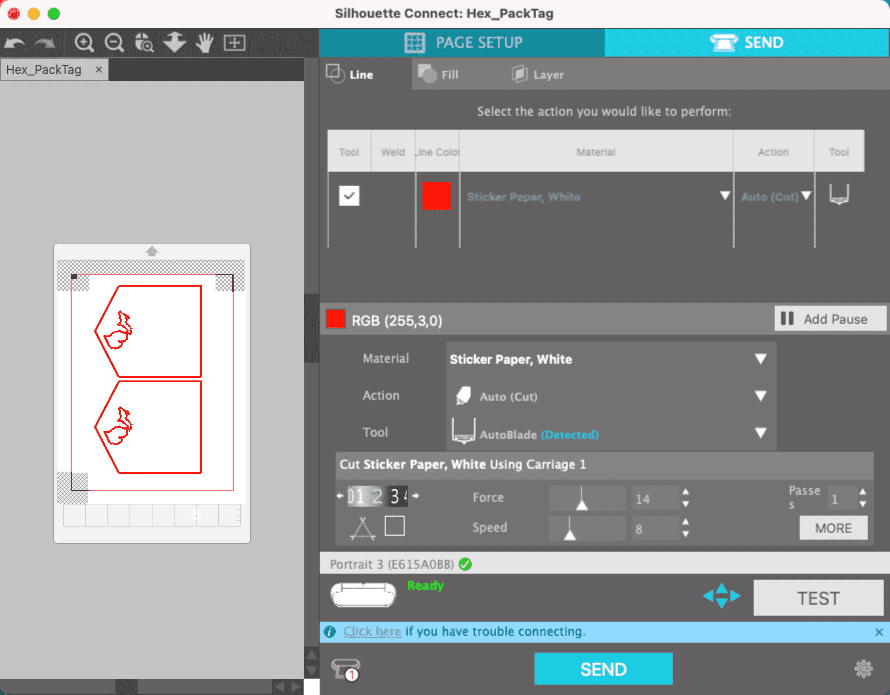 Silhouette cut dialog window